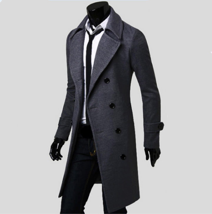 Men's elegant double-breasted coat with narrow tailoring and wide lapels Mune Fashion