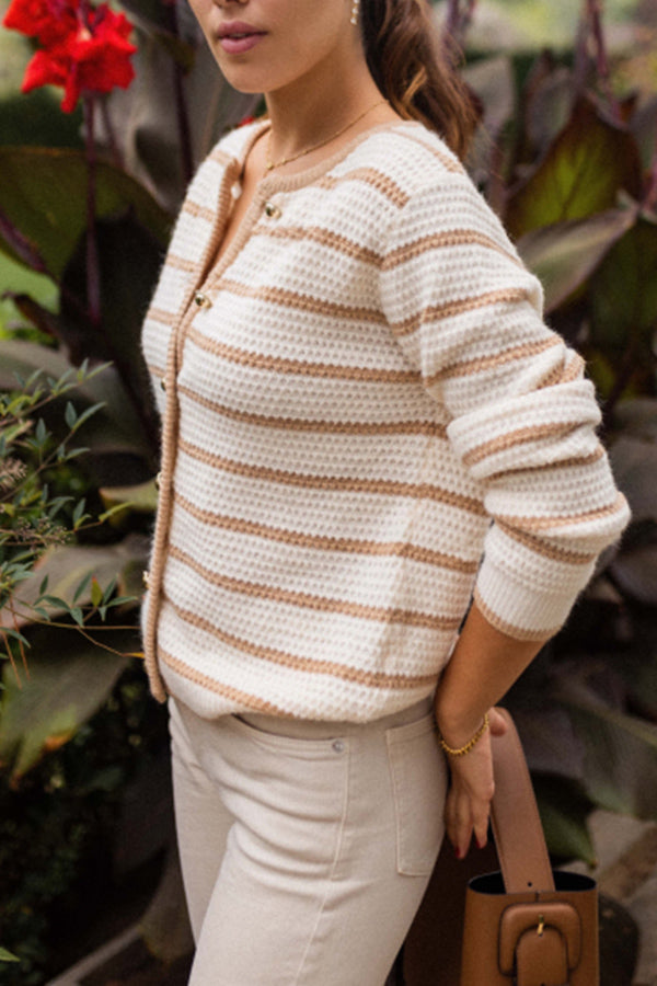 Mune | Striped Round Neckline Jacket
