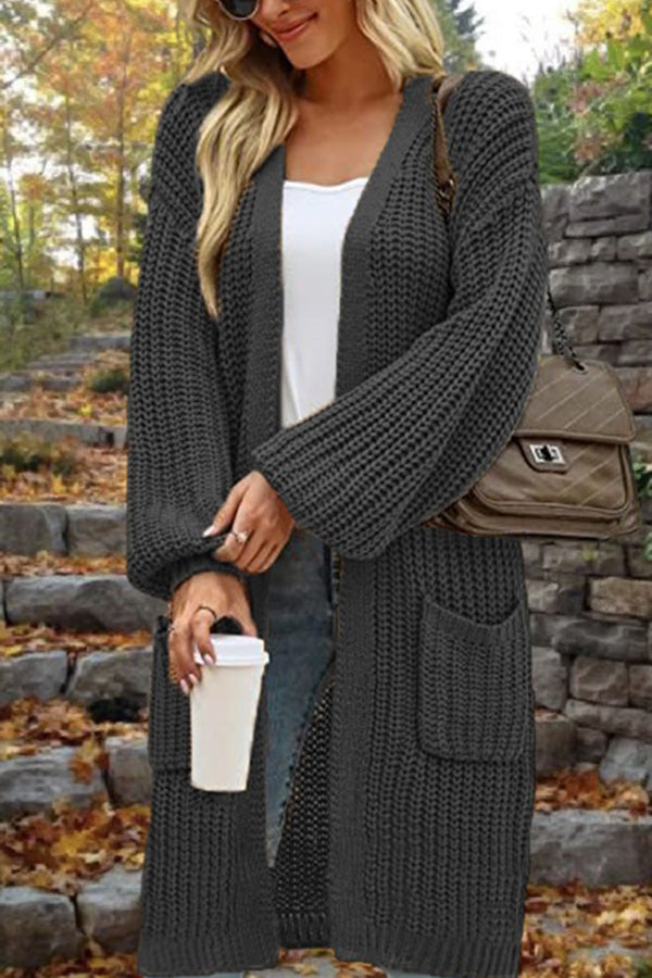 Mune | Length Loose Oversized Double Pocket Cardigan Sweater Jacket