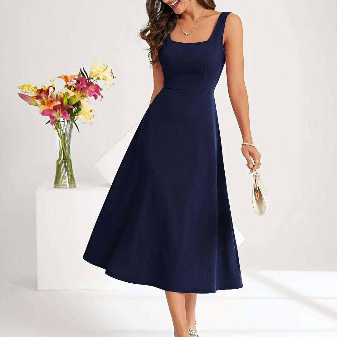 Mune Fashion | Elegant dress with straps Dark Blue Color