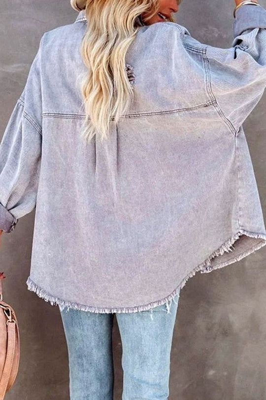 Mune | Revers Long Sleeve Ripped Denim Jacket