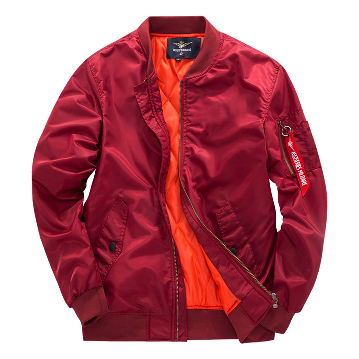 Men's coat made of lightweight, water-repellent nylon with ribbed collar, cuffs, hem, and sleeve zipper Mune Fashion