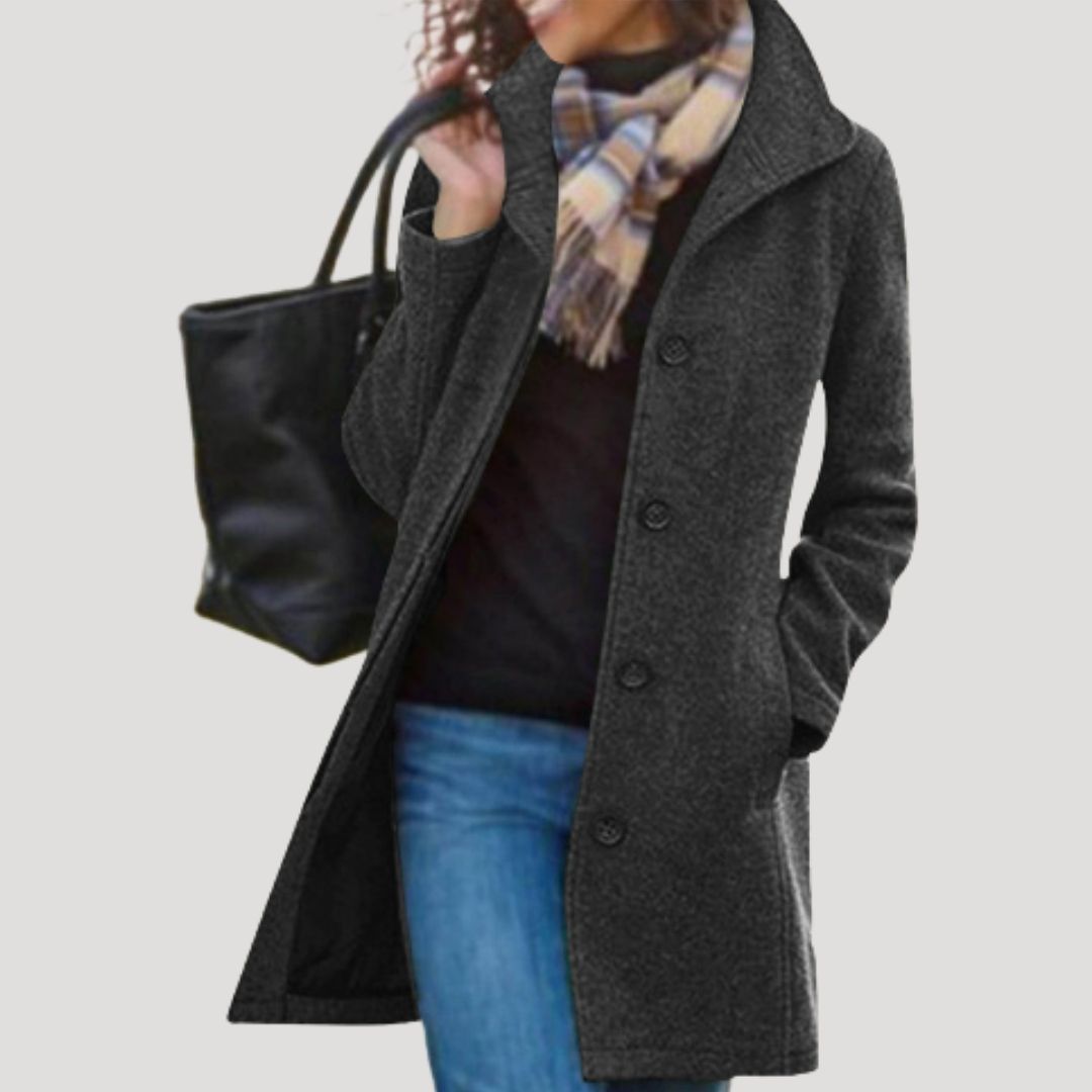 Mune | Women's long wool blend buttoned winter coat