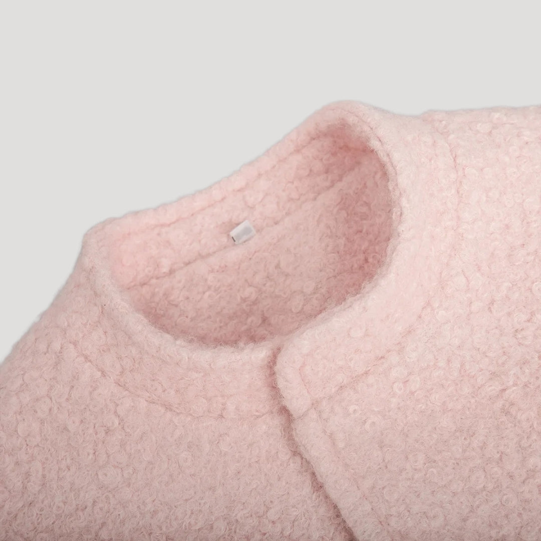 Mune | Women's Boucle Teddy Bomber Jacket pink with zipper