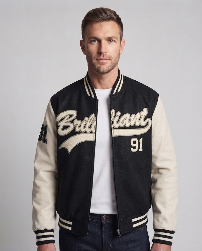Men's Elegant Bomber Jacket with Embroidered Design Mune Fashion