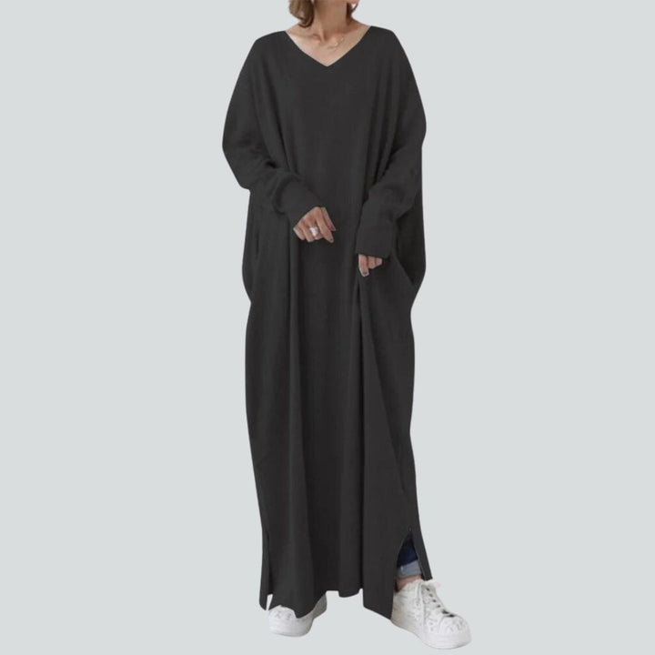 Mune | Maxi Dress In Knit With V-Neck And Long Sleeves In Loose Fit