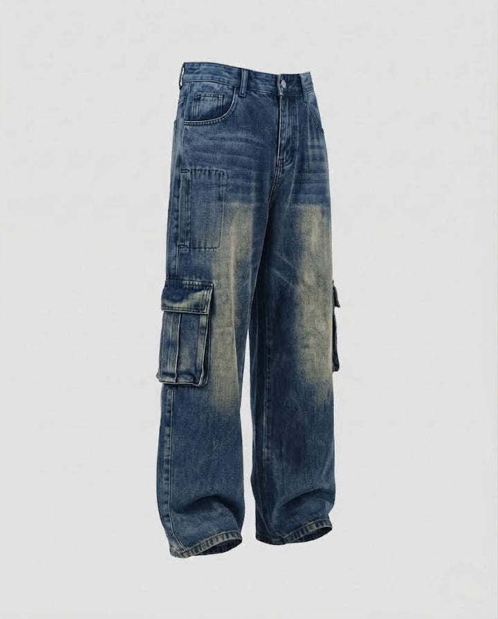 Ladies Wide-Cut Utility Jeans Mune Fashion