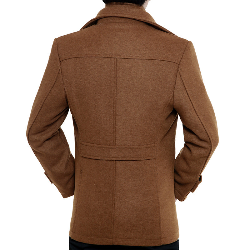 Men's short coat made of wool blend with double closure and lapel collar Mune Fashion