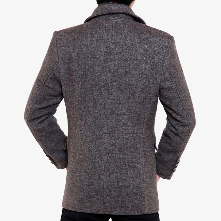 Men's Slim-Fit Wool Blend Short Coat with Fine Texture and Flap Pockets Mune Fashion