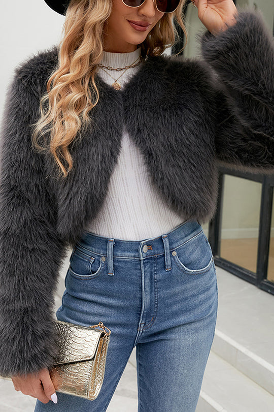 Mune | Long Sleeve Short Casual Faux Fur Jacket