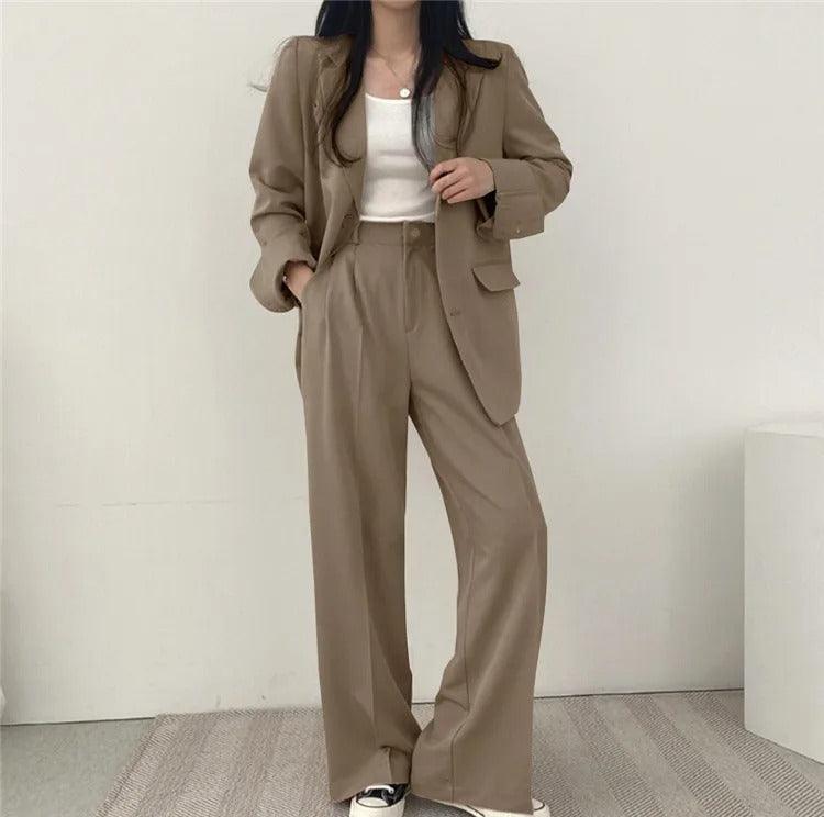 Women’s Tailored Suit Set with Long Blazer