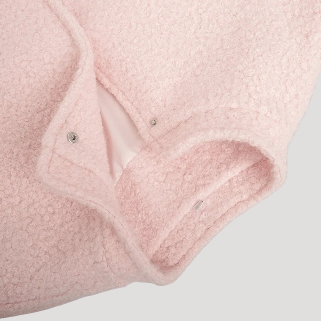 Mune | Women's Boucle Teddy Bomber Jacket pink with zipper