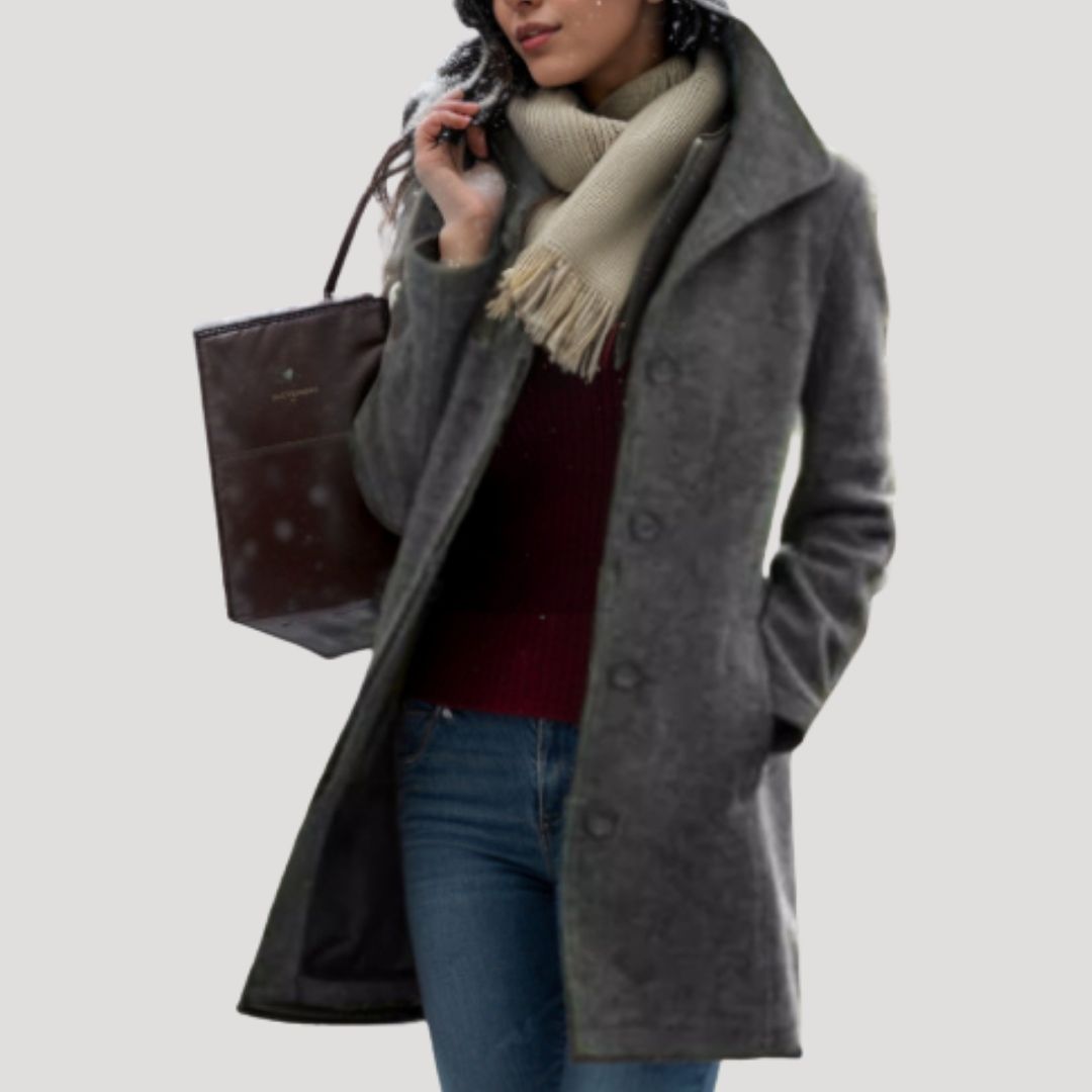 Mune | Women's long wool blend buttoned winter coat