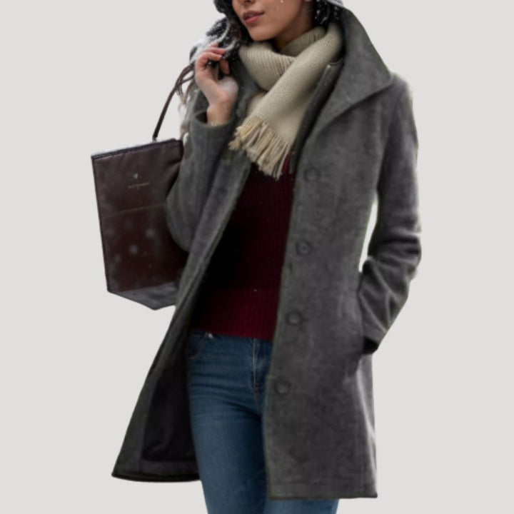 Mune | Women's long wool blend buttoned winter coat
