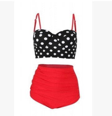 Women's High-Waisted Bikini with Spotted Top Mune Fashion
