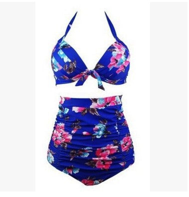 Ladies high-waisted bikini set with floral design and ruffles Mune Fashion
