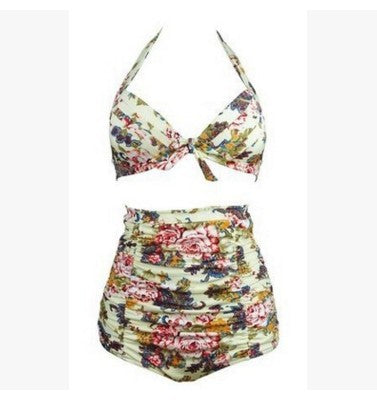 Ladies high-waisted bikini set with floral design and ruffles Mune Fashion