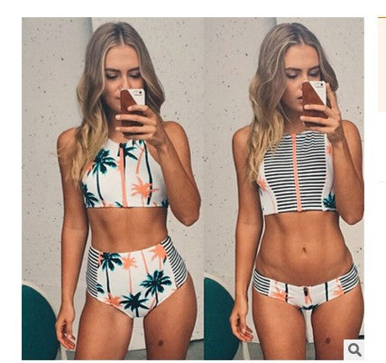 Women's Crop-Top Bikini with High Waisted Brief Mune Fashion