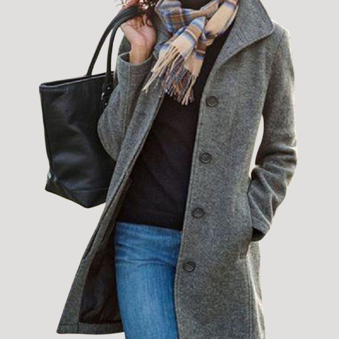 Mune | Women's long wool blend buttoned winter coat