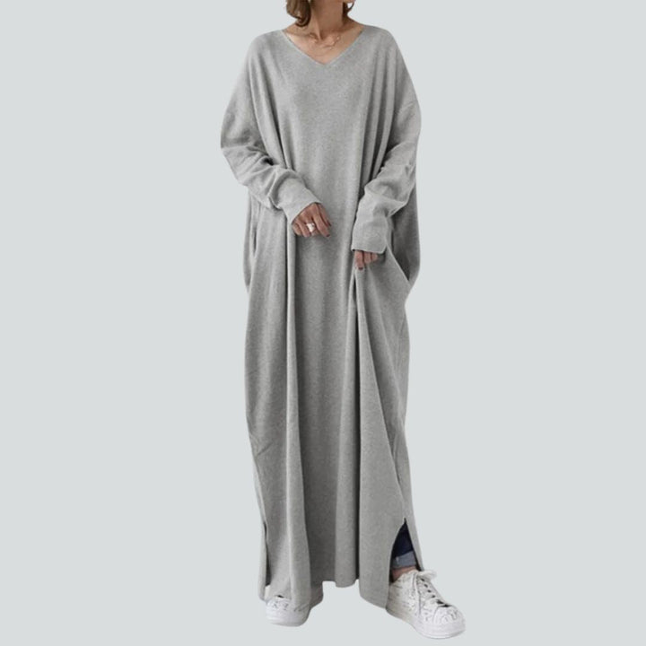 Mune | Maxi Dress In Knit With V-Neck And Long Sleeves In Loose Fit