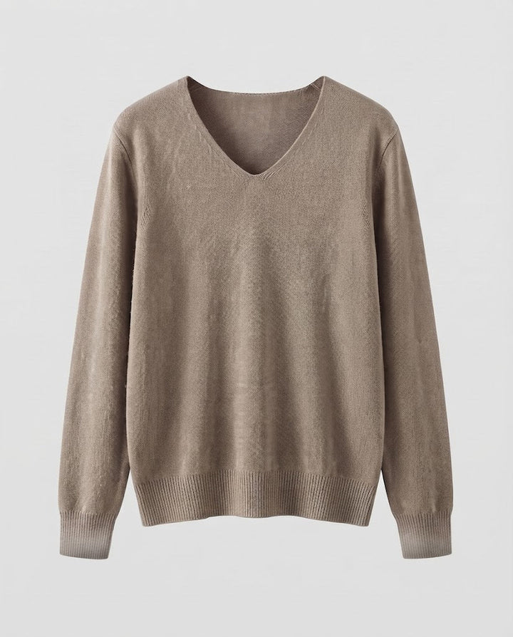 Women Fine Knit V-Neck Sweater made of Cozy Angora Mix Mune Fashion