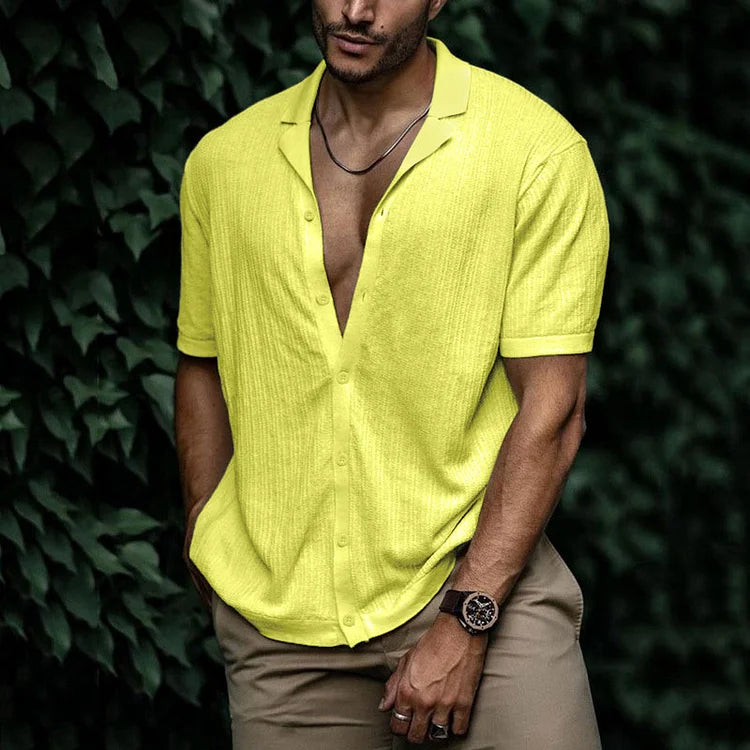 Men Casual Short Sleeve Button Shirt