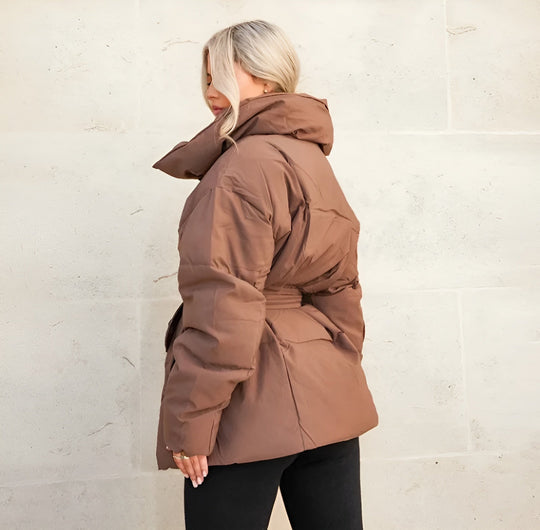 Mune | Belted Puffer Jacket Plus Size Collar Winter Coat