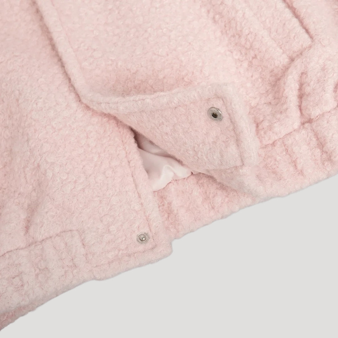 Mune | Women's Boucle Teddy Bomber Jacket pink with zipper