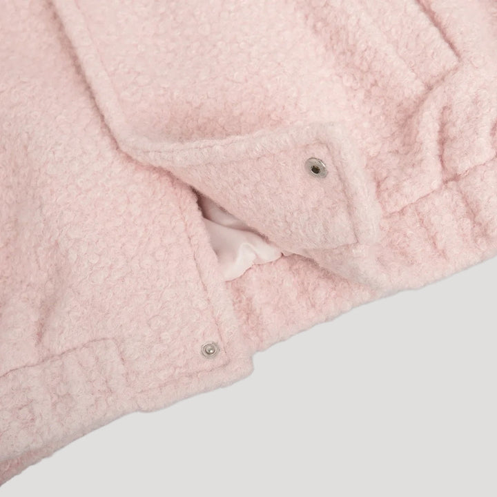 Mune | Women's Boucle Teddy Bomber Jacket pink with zipper