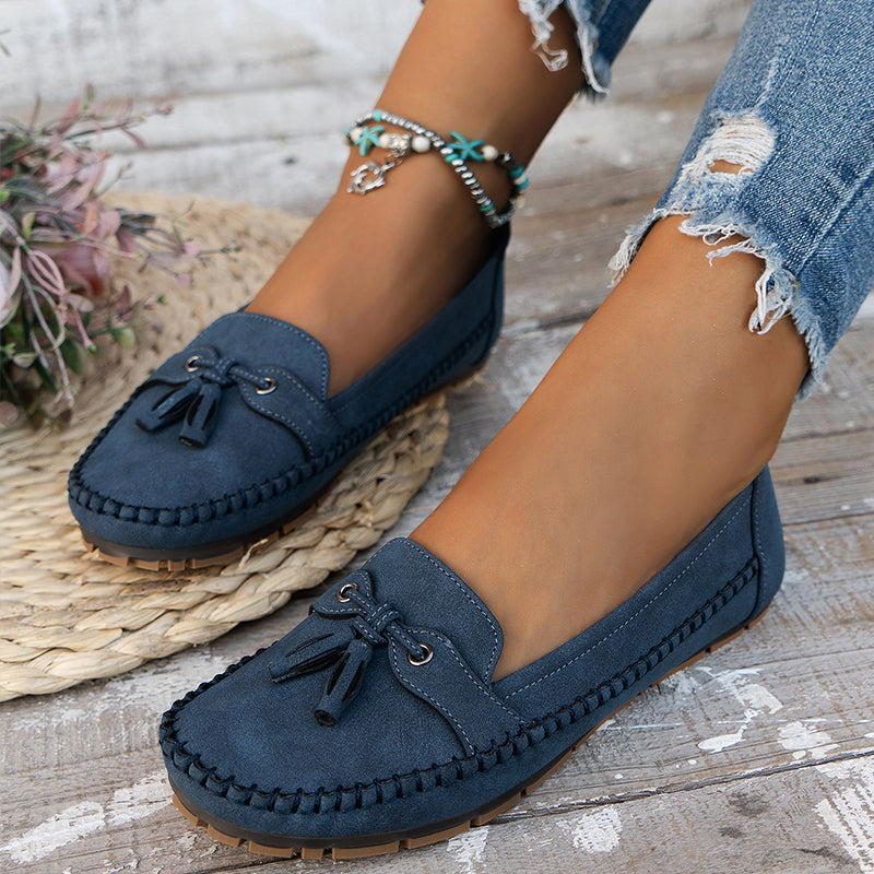 Mune Fashion | Classic Suede Slippers with Tassel Detail for Women