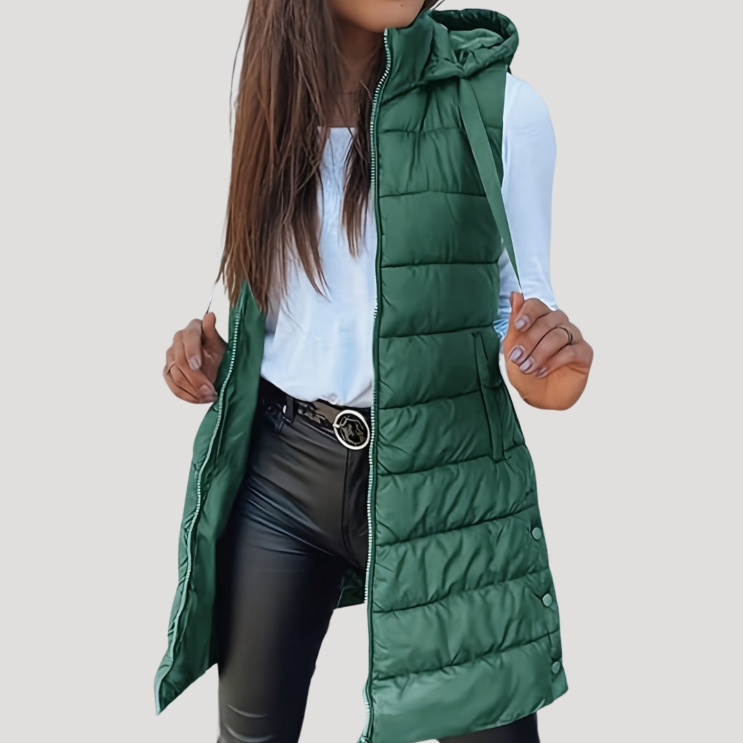 Mune | Women's long gilet with hood padded winter puffer
