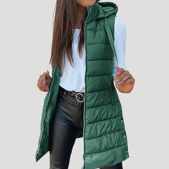 Mune | Women's long gilet with hood padded winter puffer