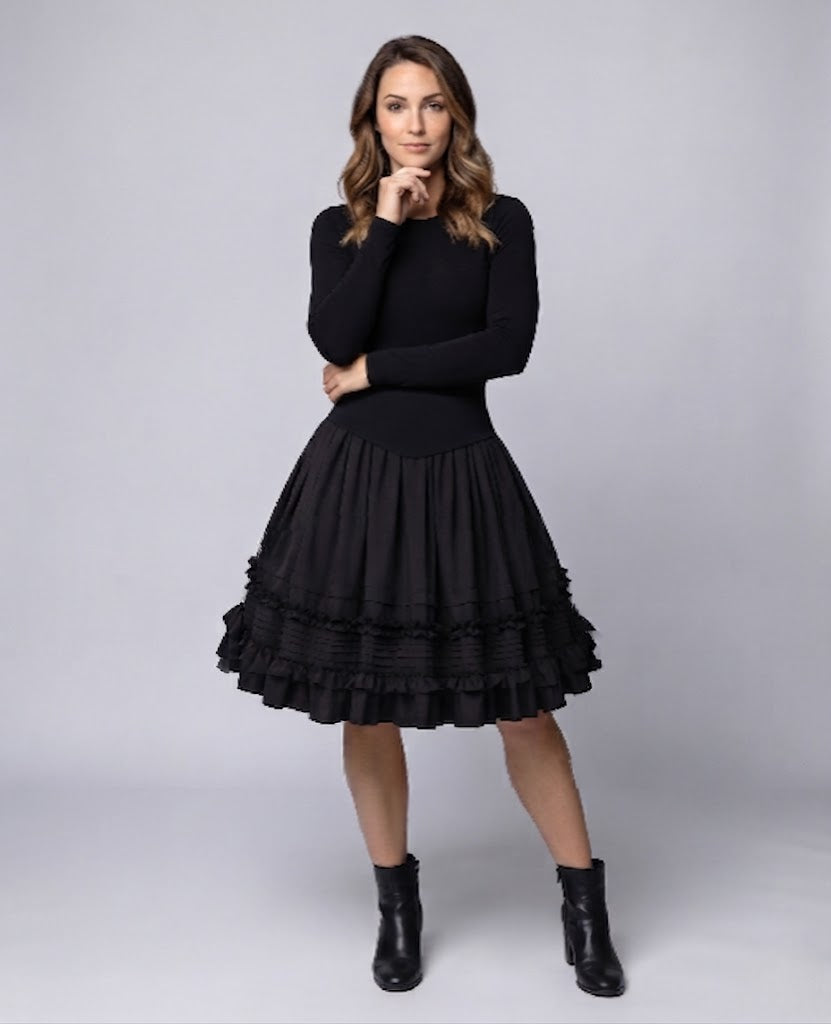 Women's A-line skirt with voluminous ruffles and elastic waistband Mune Fashion