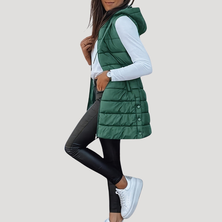 Mune | Women's long gilet with hood padded winter puffer