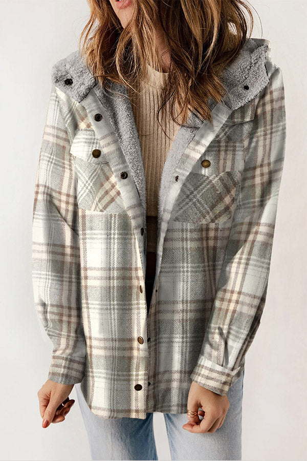 Mune | Button Sherpa Lined Hooded Flannel Jacket