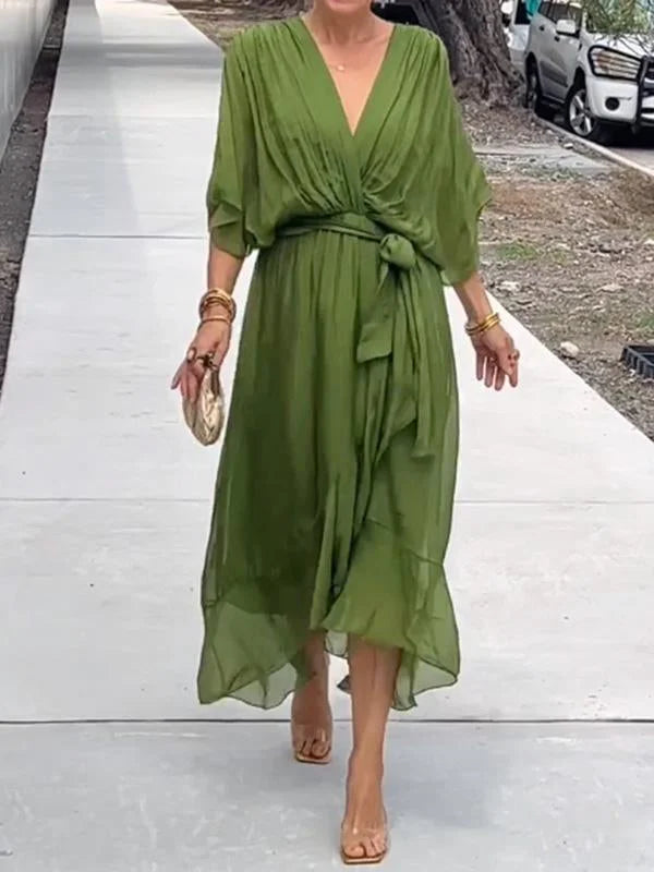 Elegant chiffon dress with V-neck