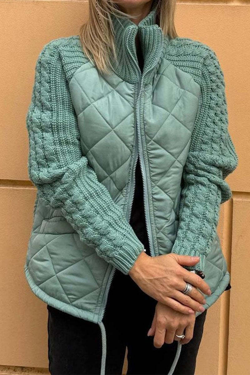 Mune | Casual Solid Color Knitted Patchwork-Lined Jacket