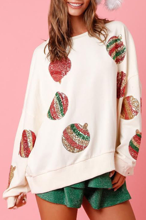Mune | Christmas Egg Sequin Casual Long Sleeve Sweatshirt