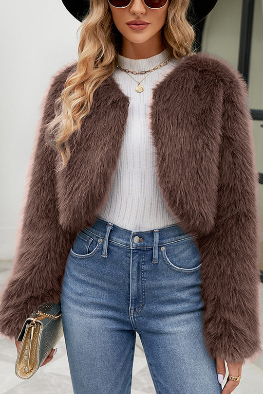 Mune | Long Sleeve Short Casual Faux Fur Jacket