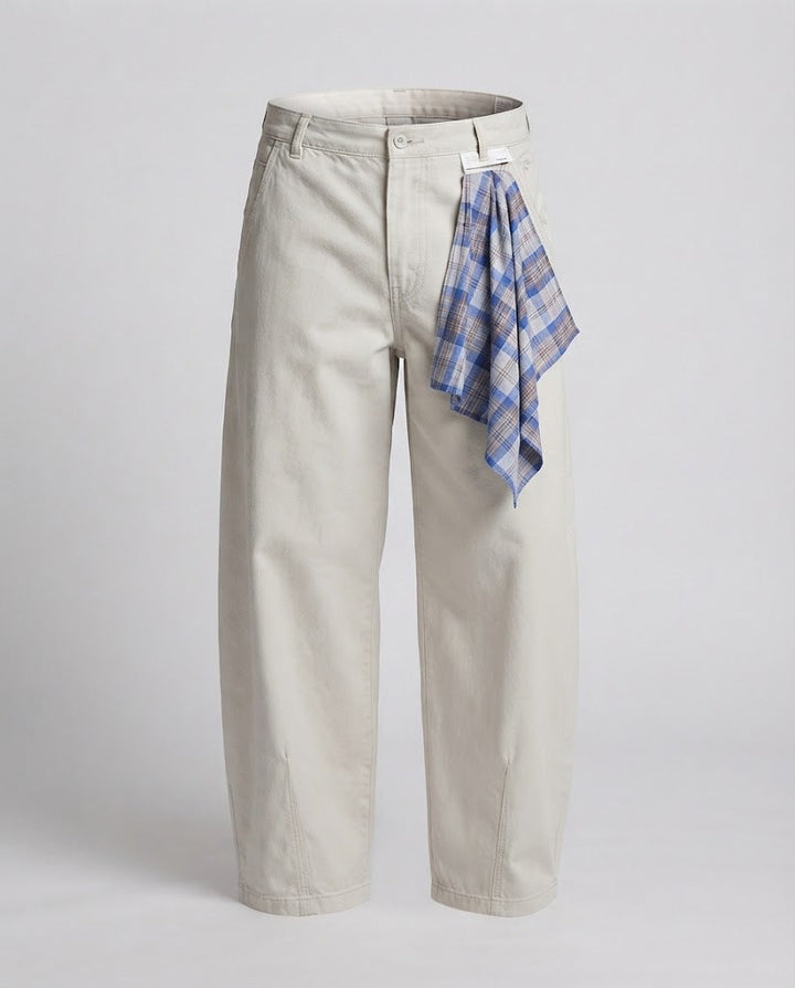 Men's Extra Wide Dropped Canvas Pants in Balloon Style with Reinforced Hem and Seam Stitches Mune Fashion