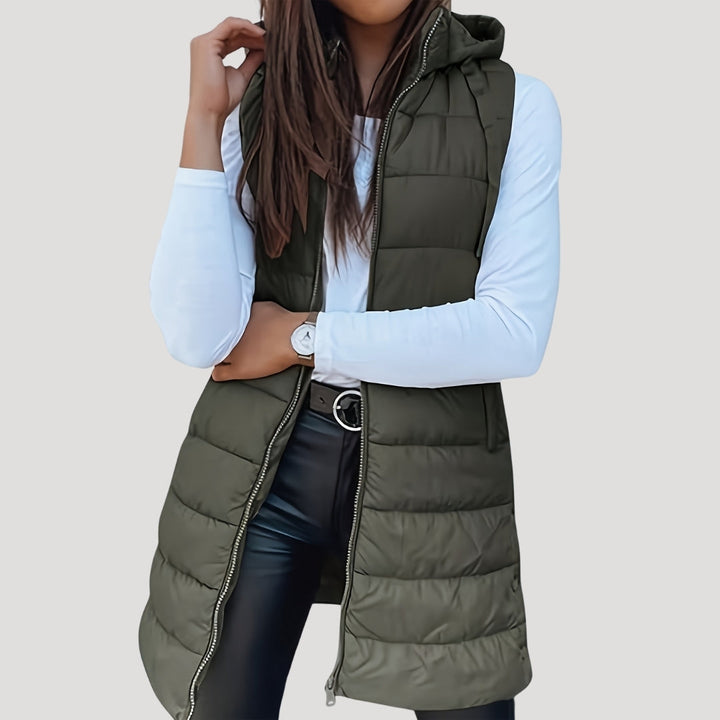 Mune | Women's long gilet with hood padded winter puffer