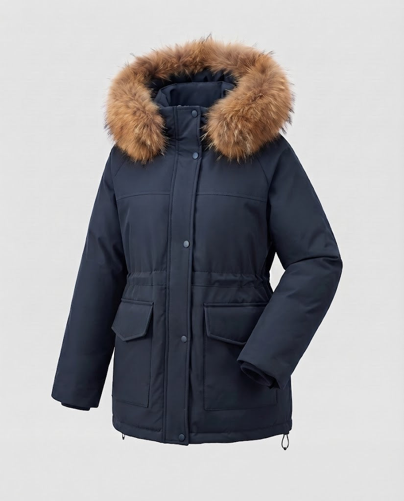 Women's Padded Thermal Parka with Oversized Faux Fur Hood and Utility Pockets Mune Fashion