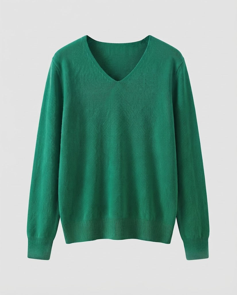 Women Fine Knit V-Neck Sweater made of Cozy Angora Mix Mune Fashion