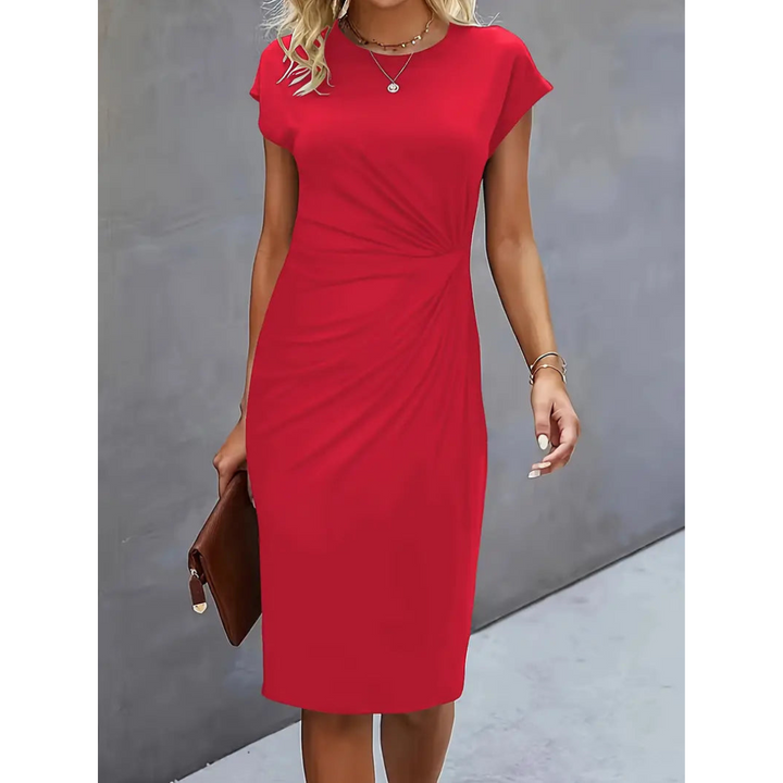 Mune Fashion | Women's Waist Accent Style Dress Short Sleeve
