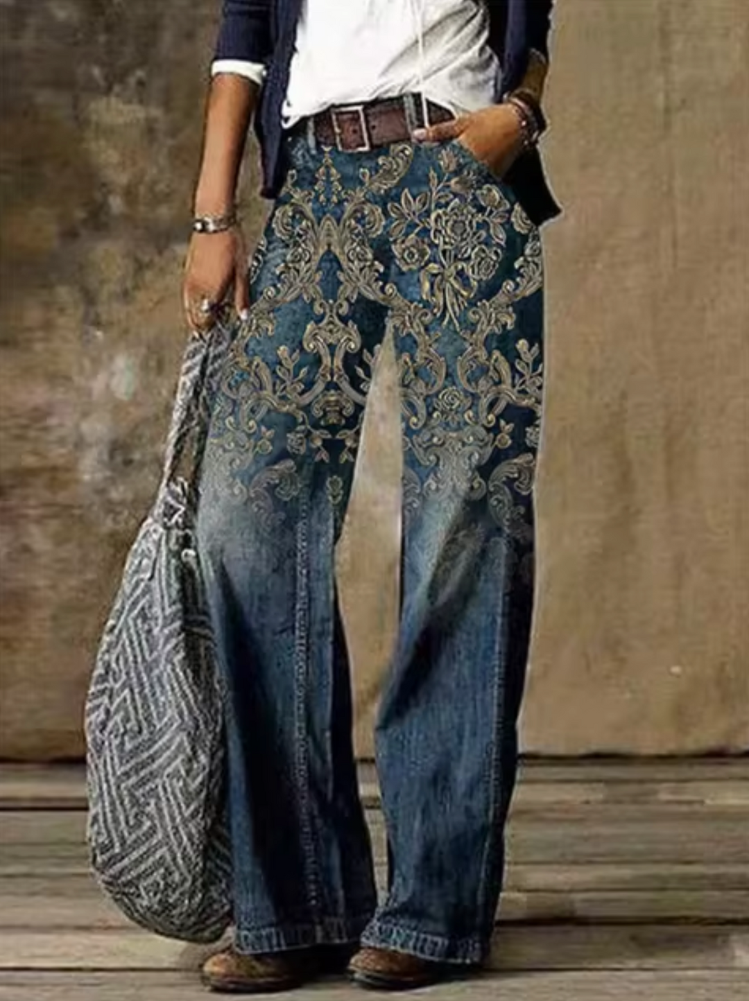 Mune | Printed Cotton Jeans