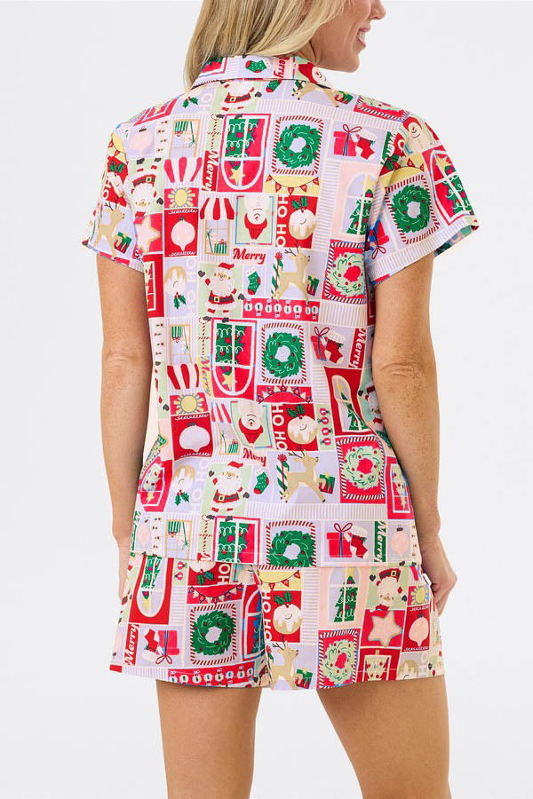 Mune | Christmas Print Short Sleeve Cute Cartoon Print Set