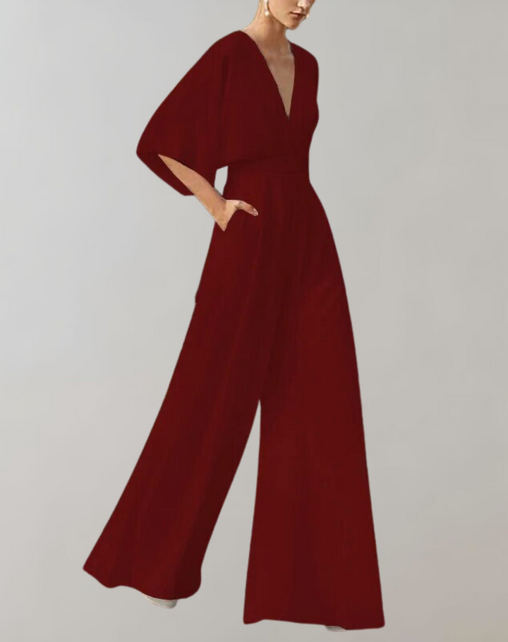 Mune Fashion Women's Jumpsuit with V-Neck and Wide Leg