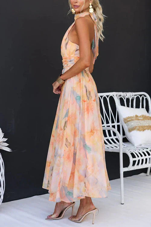 Mune | Elegant Watercolour Maxi Dress for Summer
