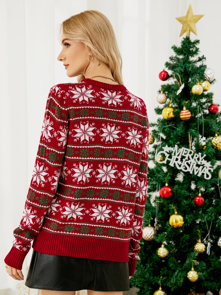 Mune | Christmas Leisure Snowflake Embroidered Knit Sweater