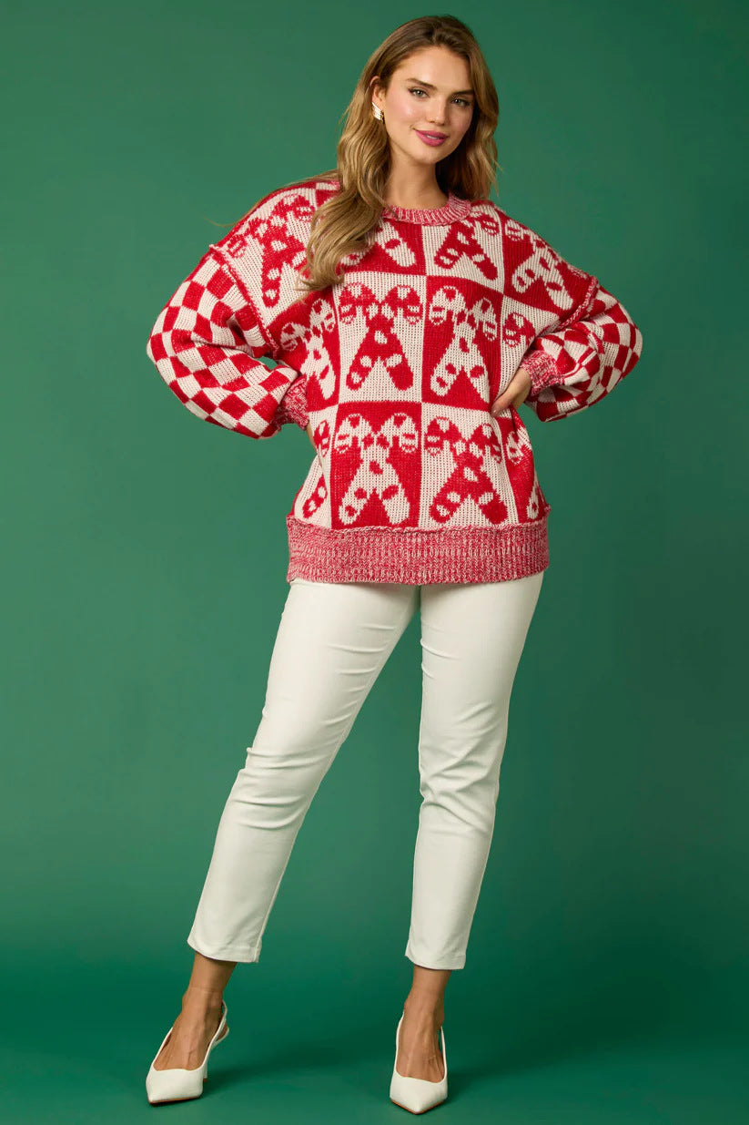 Mune | Candy Cane Christmas Pins & Gingerbread Man Knit Sweater